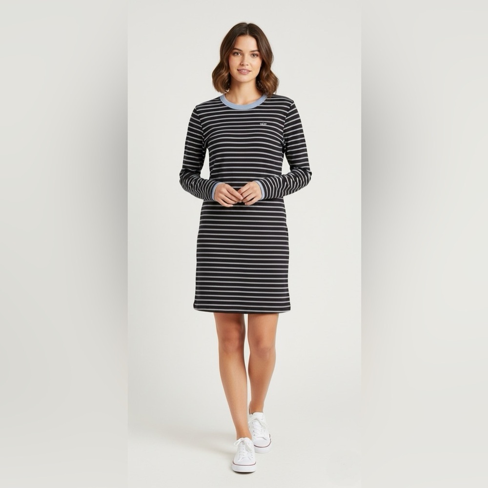 VANS Striped Long-Sleeve T-Shirt Dress - Cozy & Casual - Size XS